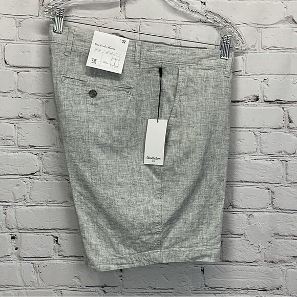 Goodfellow & Co Linden Flat Front Shorts Men’s Sz 32 Gray Athleisure Linen Blend - Picture 1 of 8